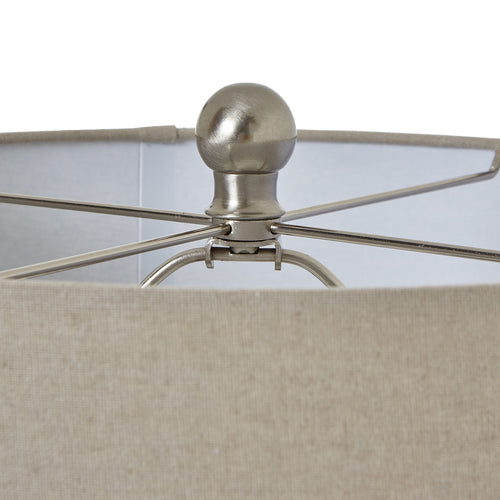 Beaded Squat Ceramic Table Lamp with Linen Shade
