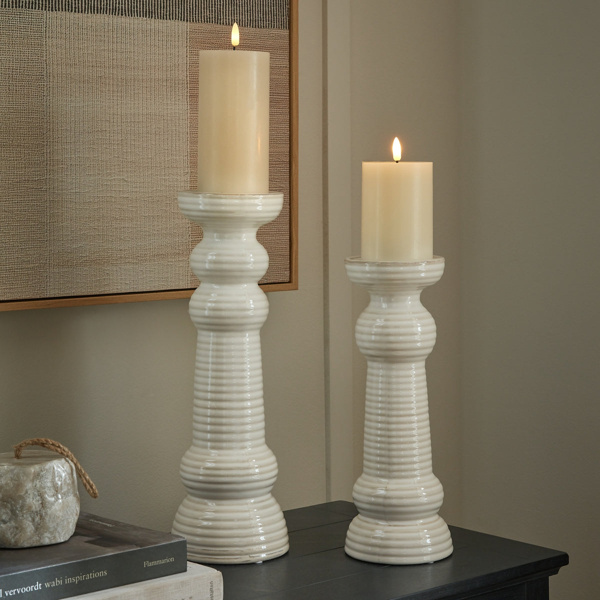 Selene Large Ceramic Pillar Candle Holder