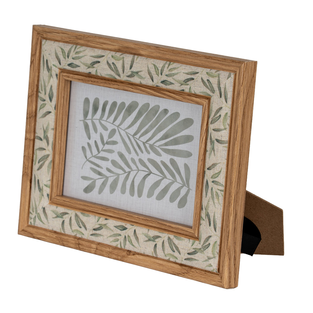 Floral Fabric Green and Brown 4X6 Wooden Picture Frame