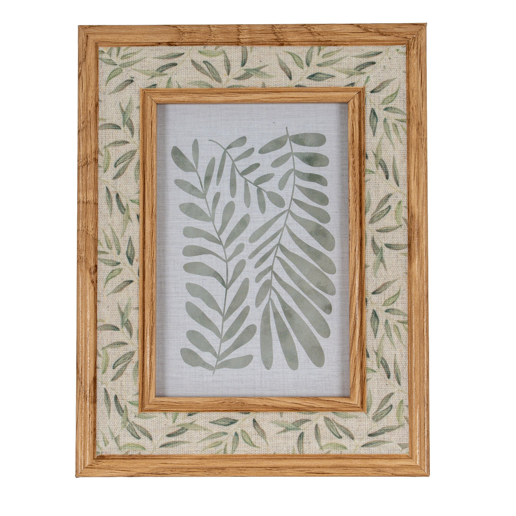Floral Fabric Green and Brown 4X6 Wooden Picture Frame Product Image