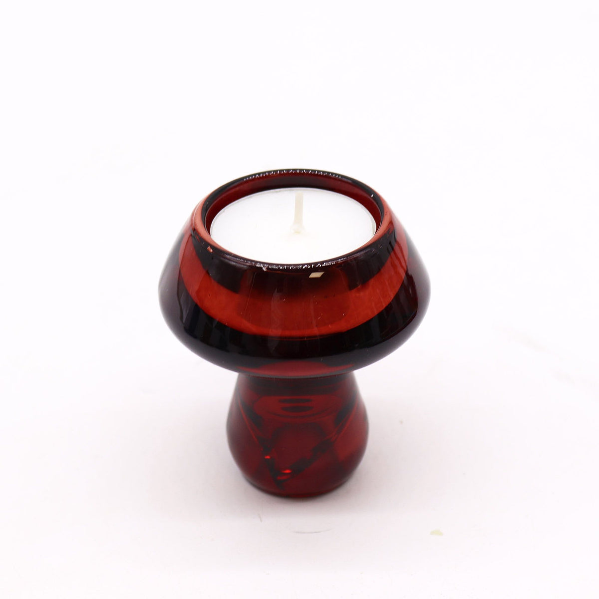 Lumen Mushroom Reversible Glass Candle Holder — Vampire Red
