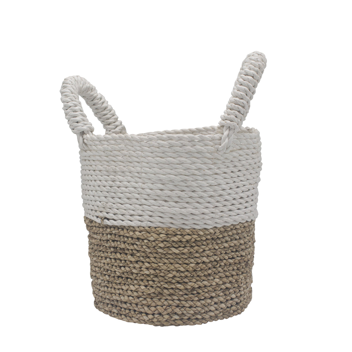 Natural & White Woven Seagrass Basket Trio – view 4