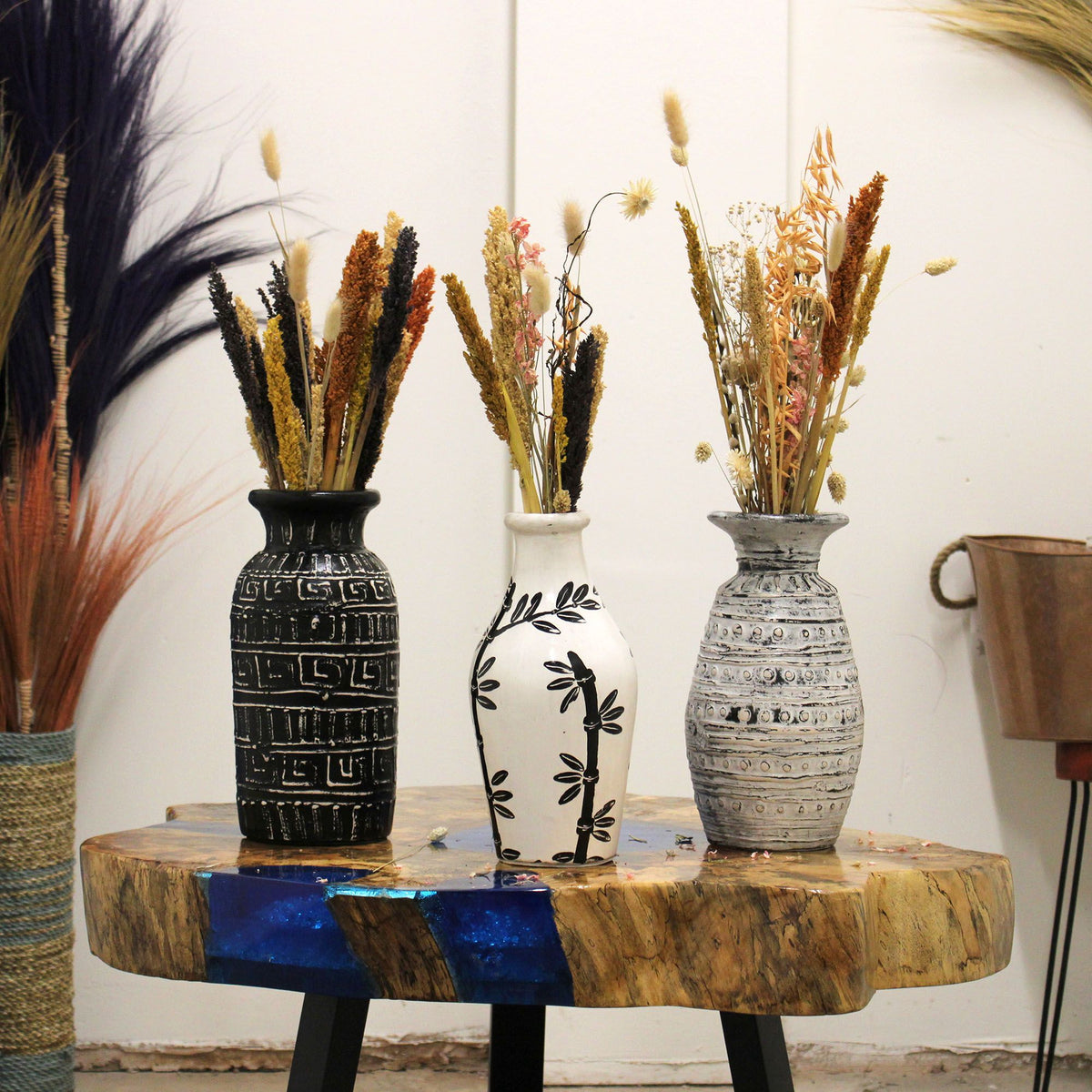 Aster Greek-Pattern Straight Ceramic Vase