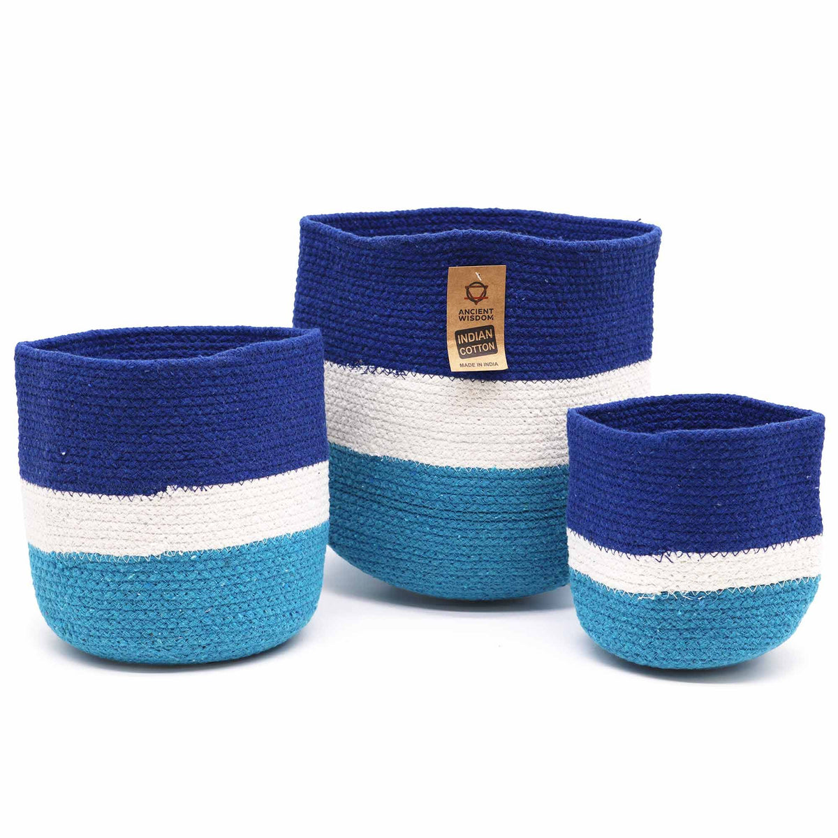 Cotton Set of 3 Evil Eye Jute Rope Baskets Set of Three Product Image