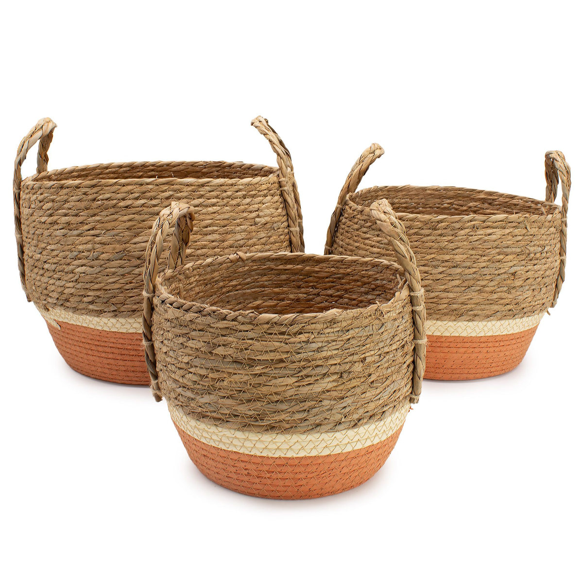 Large Seagrass Baskets-Natural-Orange Set of Three Product Image