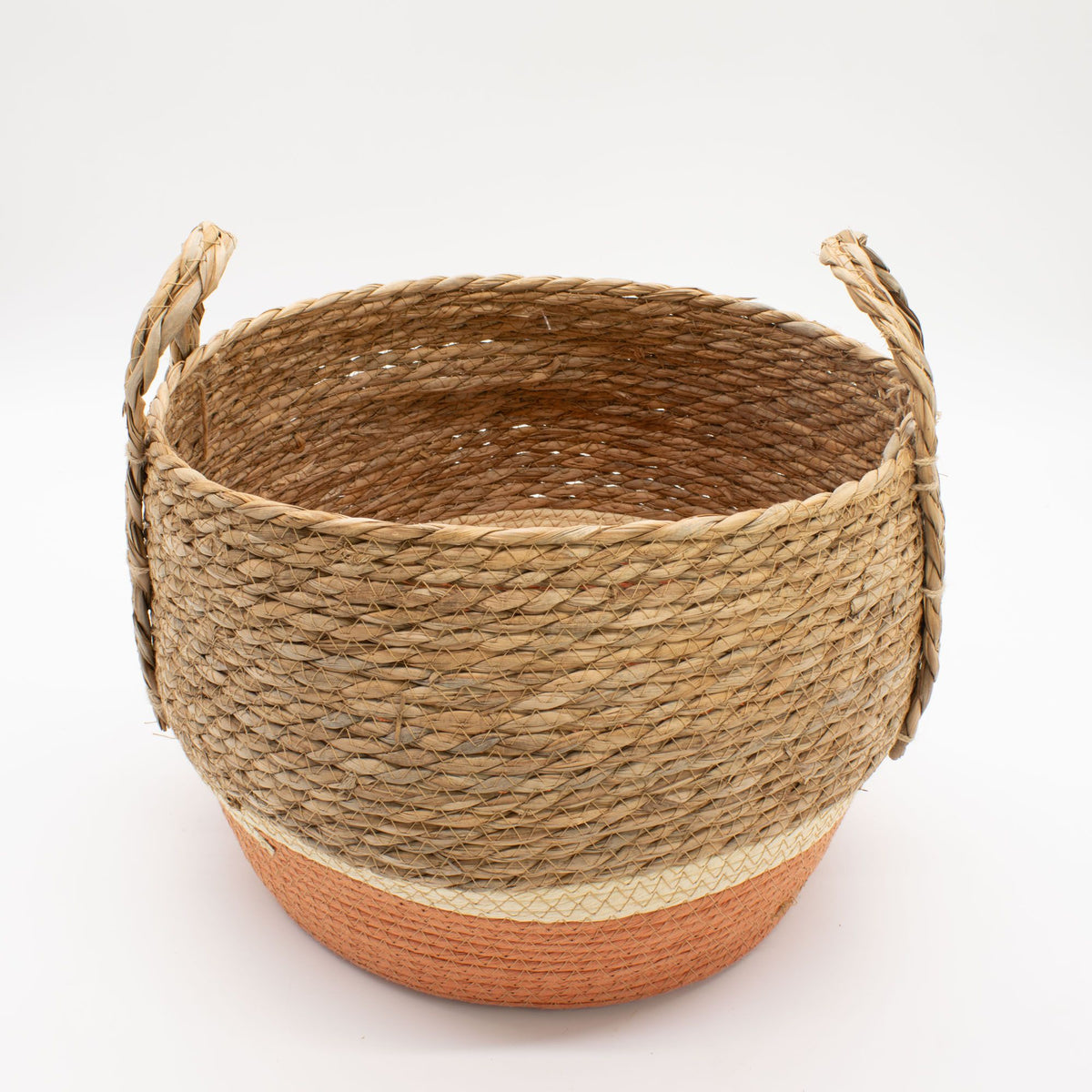 Kora Natural and Orange Seagrass Basket Trio