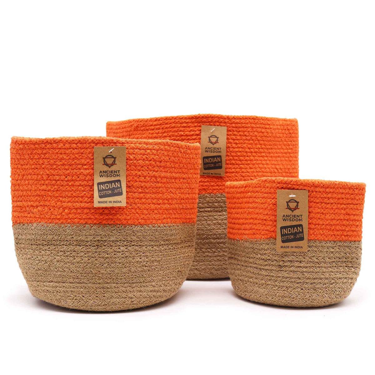 Cotton Rope-Storage-Baskets-Orange Set of Three Product Image