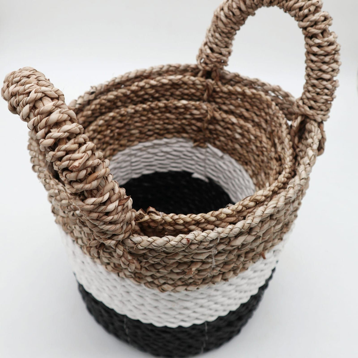 Charcoal, White & Natural Seagrass Basket Trio – view 4
