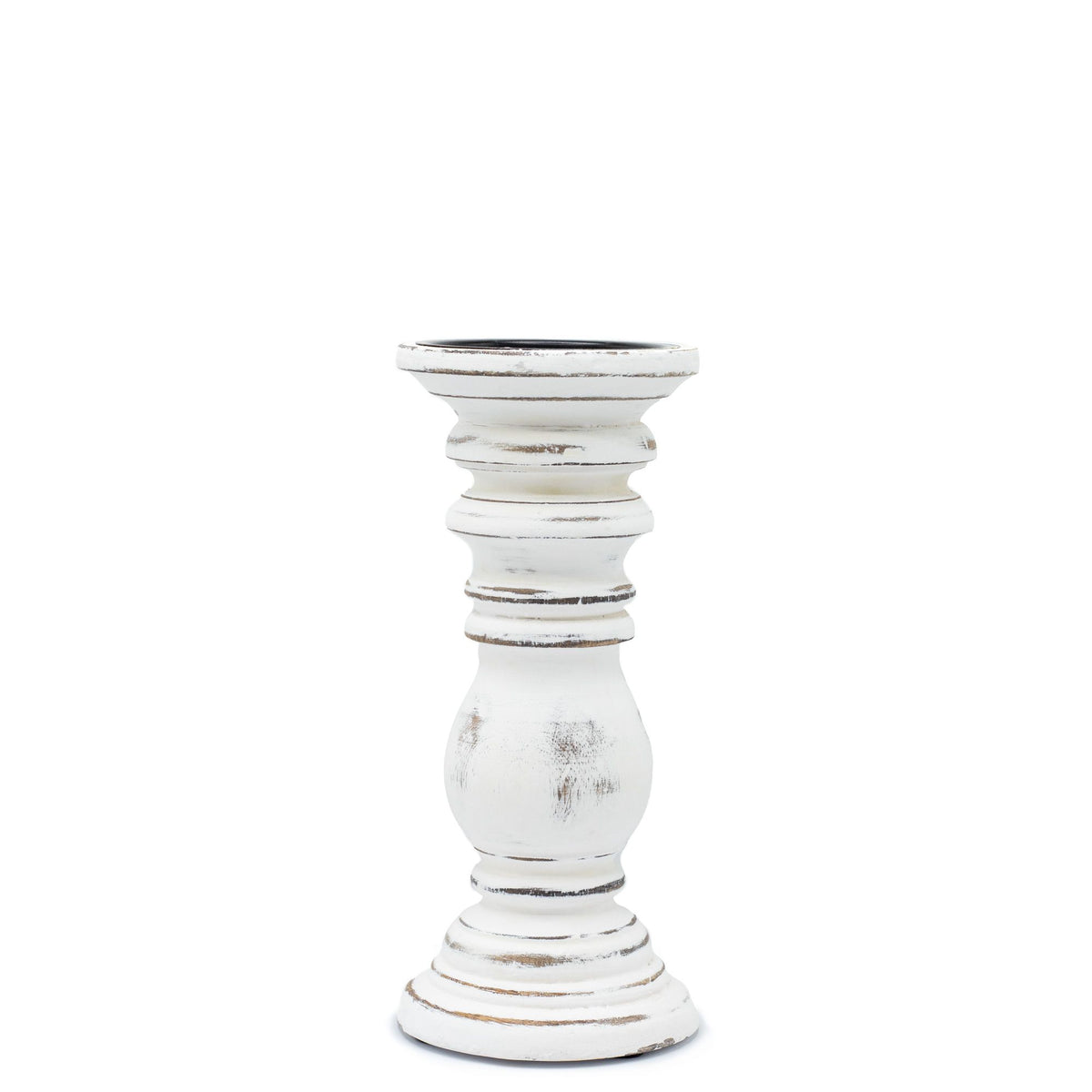 Candle Stand Small Mango Wood Classic Candle Stand - Whitewash - Small Product Image