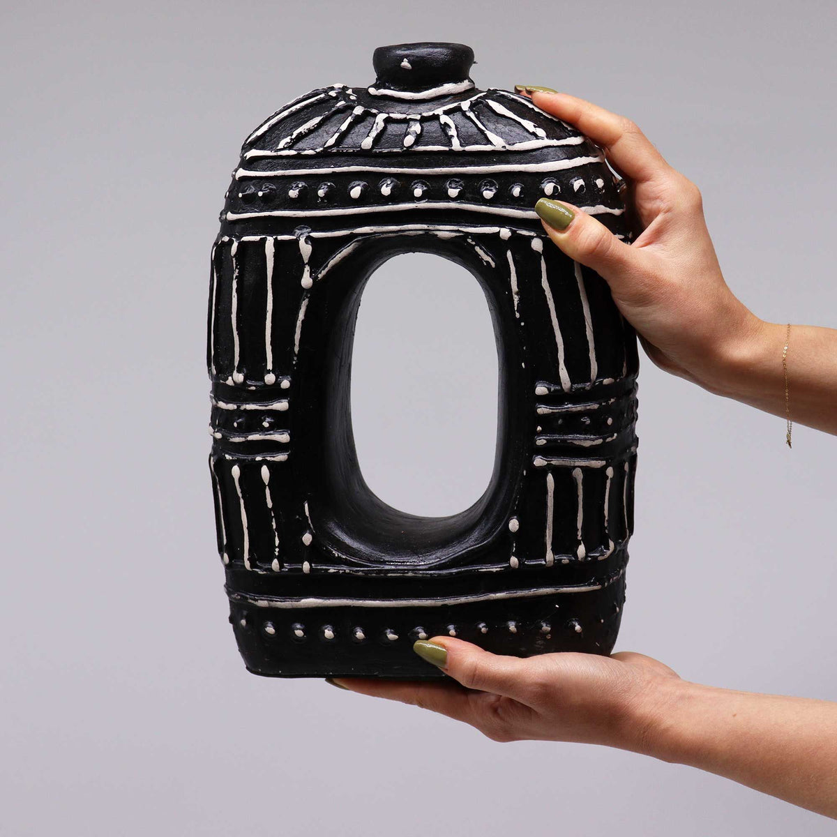 Halo Large Geometric Oval Ceramic Vase