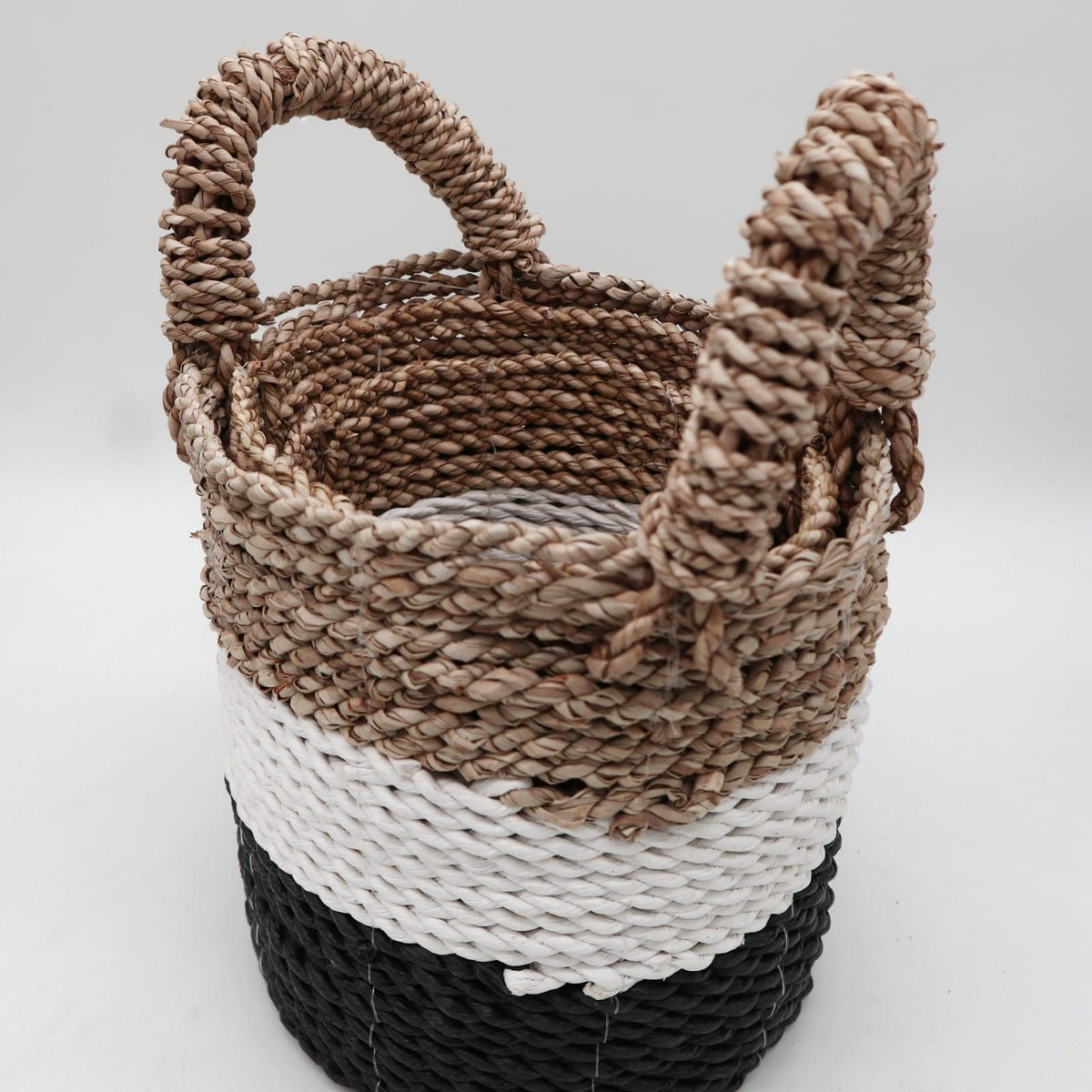 Charcoal, White & Natural Seagrass Basket Trio – view 5