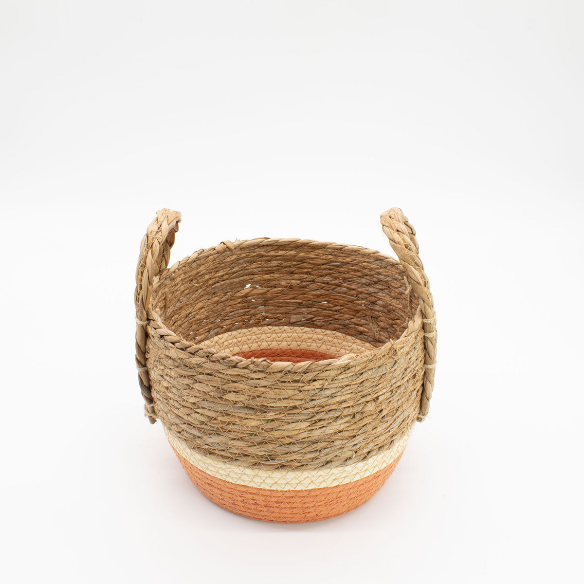 Kora Natural and Orange Seagrass Basket Trio