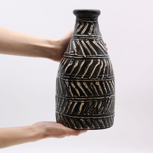 Aster Striped Tapered Ceramic Vase