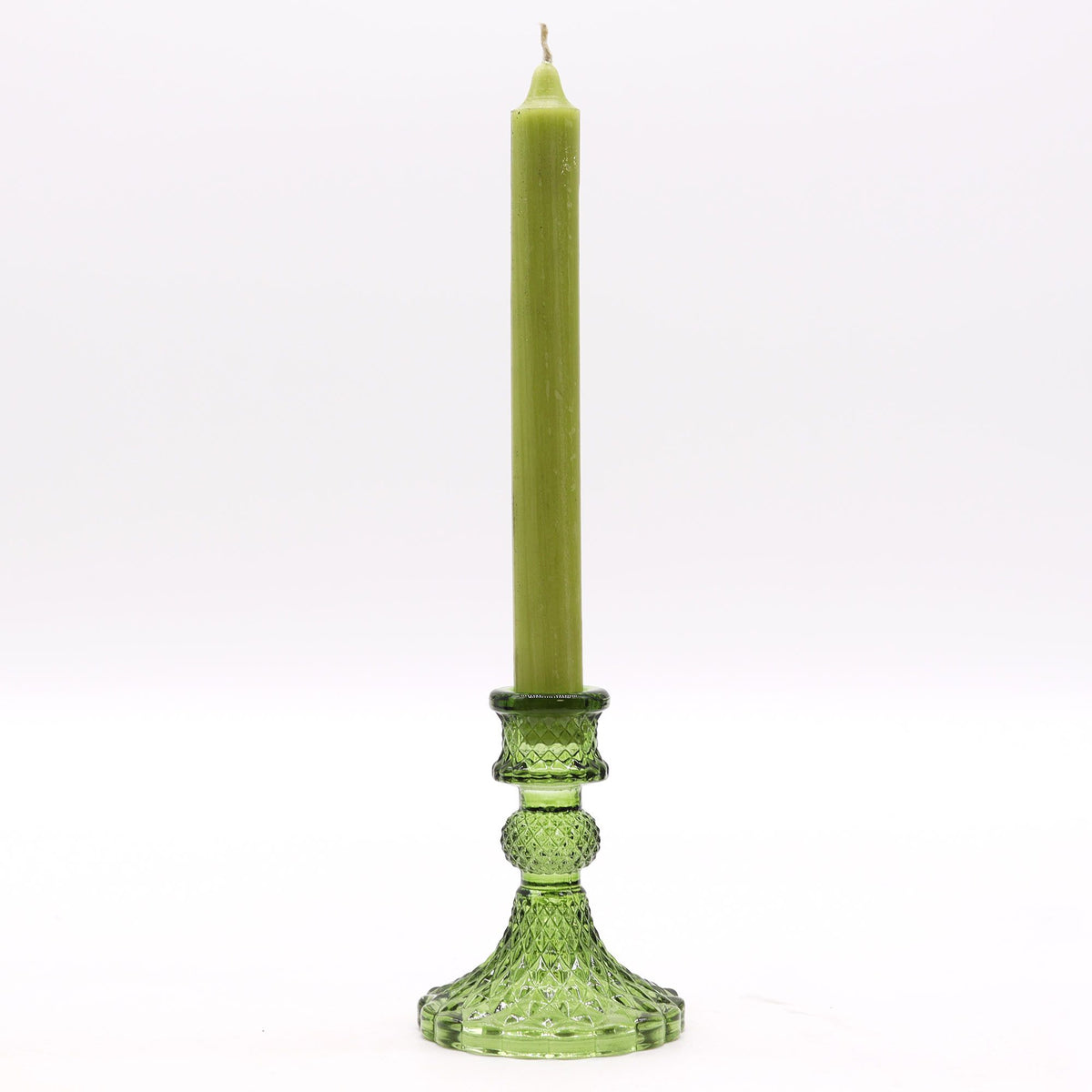 Lumen Vintage Pressed-Glass Dinner Candle Holder — Garden Jade