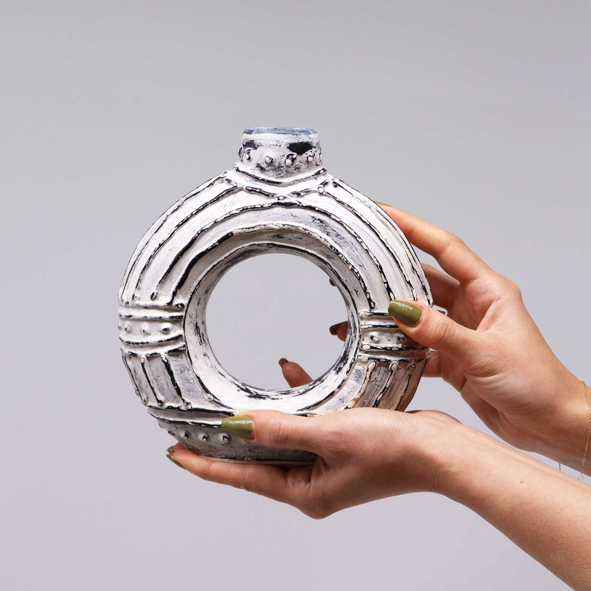 Halo Small Round Donut Ceramic Vase