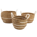 Basket Large Seagrass Cotton & Seagrass Large Baskets – Natural Stripes – Set of 3 Set of Three Product Image