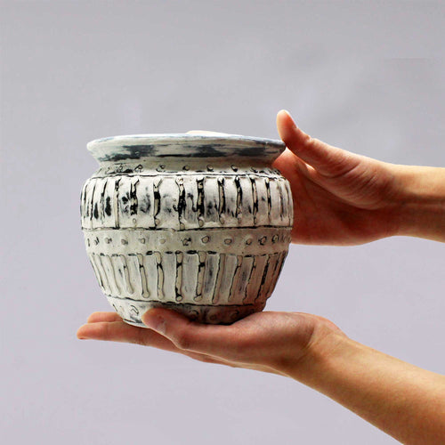 Aster Greek-Pattern Clay Planter