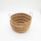 Kora Natural-Stripe Seagrass Basket Trio