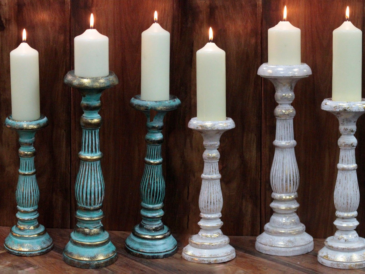 Aurelia Medium Albasia-Wood Candle Holder — Stand