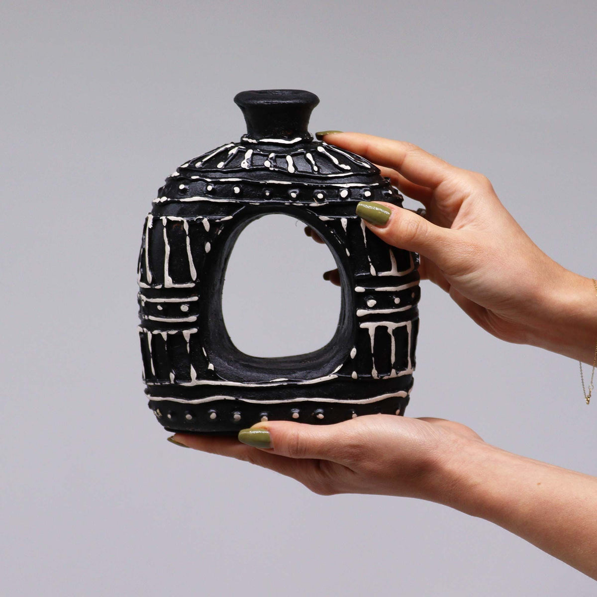 Halo Small Geometric Oval Ceramic Vase