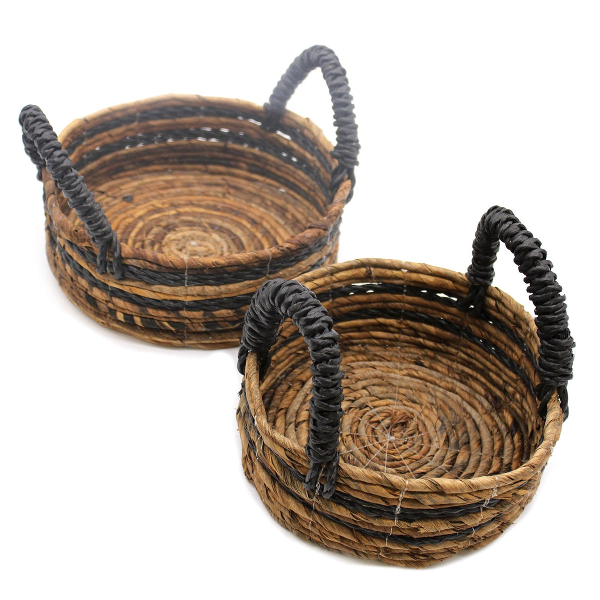 Kora Hitam-Raffia and Banana-Leaf Basket Pair