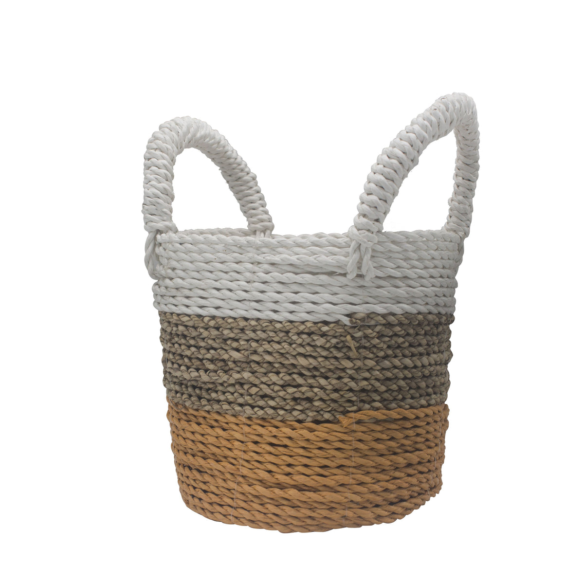 Warm Orange, Natural & White Seagrass Basket Trio – view 4