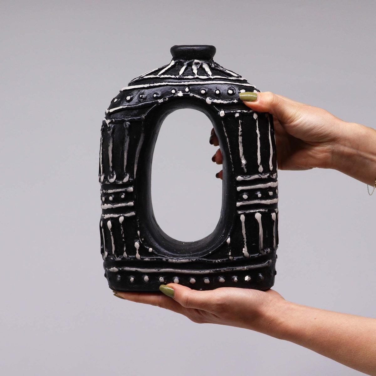 Halo Medium Geometric Oval Ceramic Vase