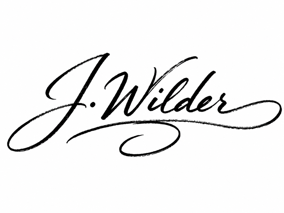 Signature-style text 'J. Wilder' on a white background